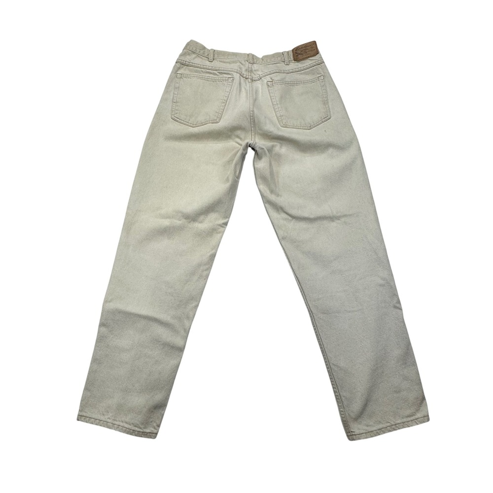 Eddie Bauer Mens 36x32 Relaxed Fit Khaki Tan Denim Jeans Made in USA V-221